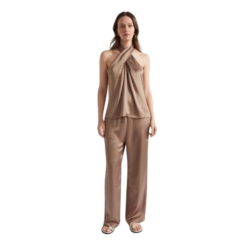 Seed Heritage Camel Scarf Print Pant Set size 10